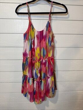 TRINA TURK- Multicolor Watercolor Tiered Sundress - small
